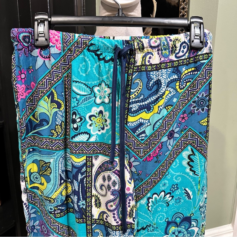 Natori Vibrant Paisley Patchwork Wide-Leg Pants – Size Small - Picture 2 of 10
